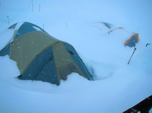 Our tents burried in the snowstorm